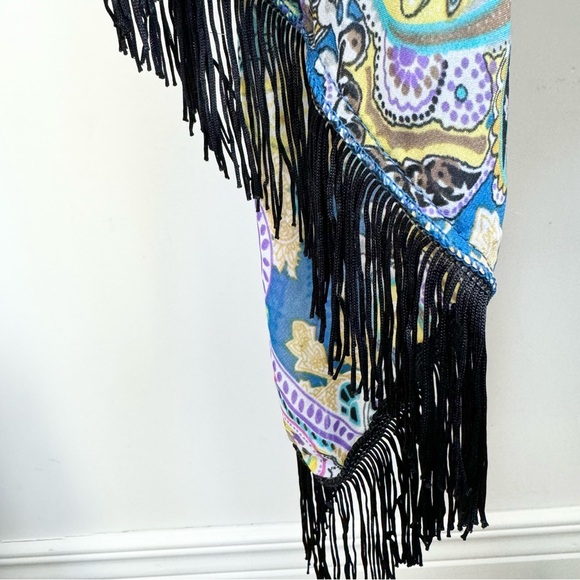 Lavello Convertible Fringed Vest Scarf Sheer Chiffon Paisley Boho Colorful OS - Picture 4 of 10